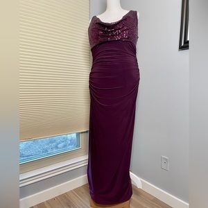 Purple sequin and ruched formal dress Lauren Ralph Lauren Evening Size 16